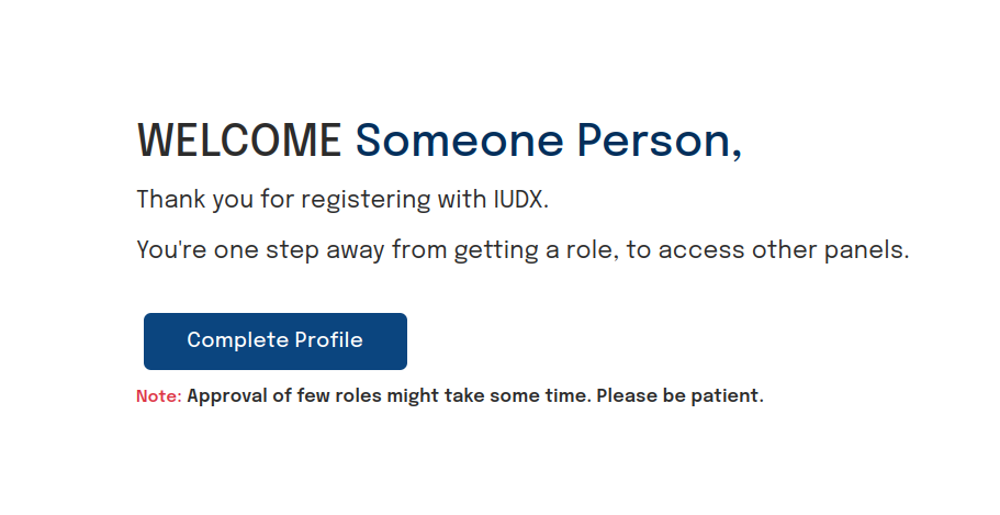 Account created, last step of registration pending